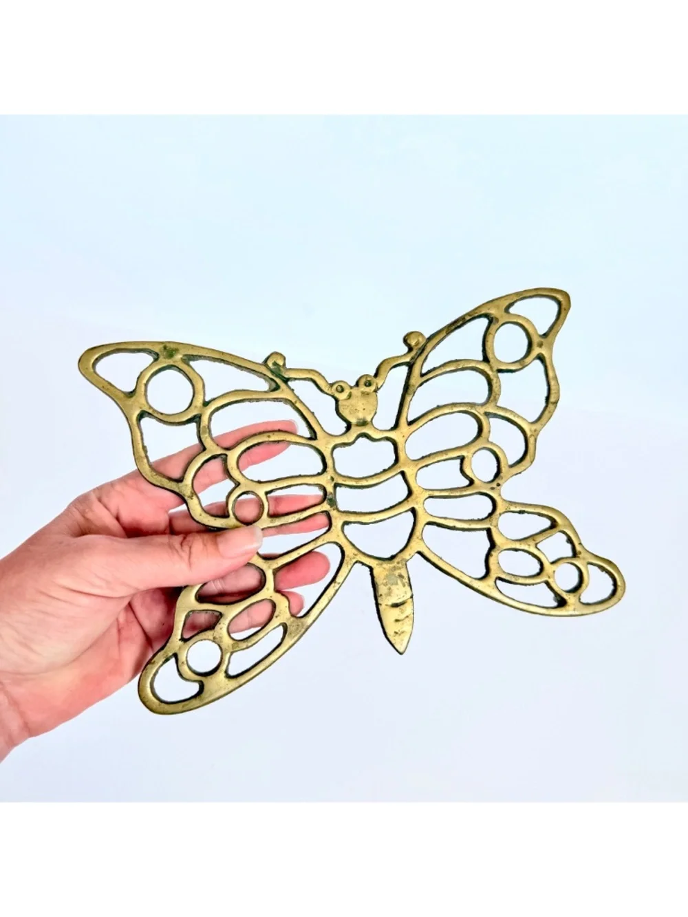 Vintage Mid-Century Modern Boho Brass Butterfly Trivet Retro Chic Wall Decor